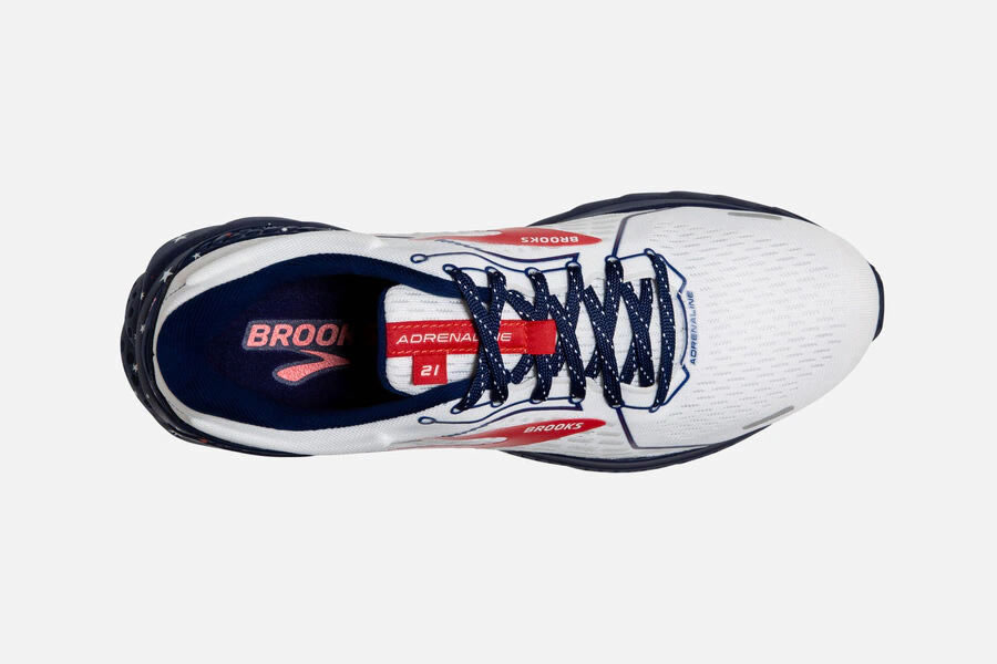 Brooks Adrenaline GTS 21 Men\'s Road Running Shoes White/Blue/Red